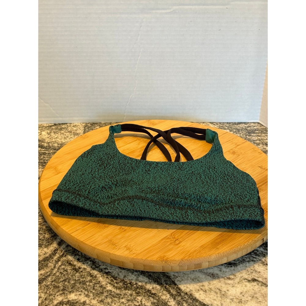 Lululemon Sports Bra Size 4 Green Black Speckled Strappy Back Athleisure SKU31